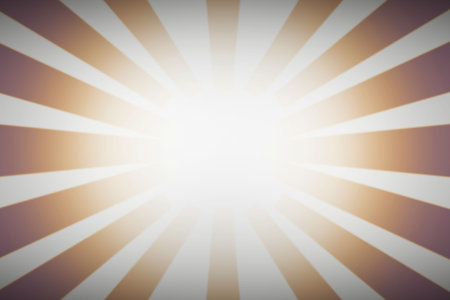 Sunburst motif is radiating pale gold, muted cream beams in flat design with transparent background. Radiance, illumination, energy, modern, abstract, symmetry, vibrantの写真素材