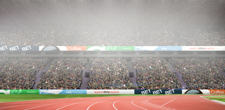 Digitally generated image of marathon stadiumの写真素材