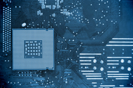 Close-up of micro parts in computer chip
