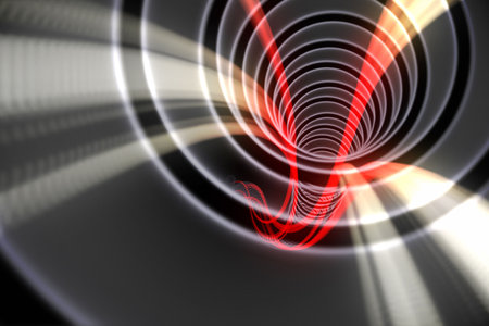 Digitally generated White spiral with red light