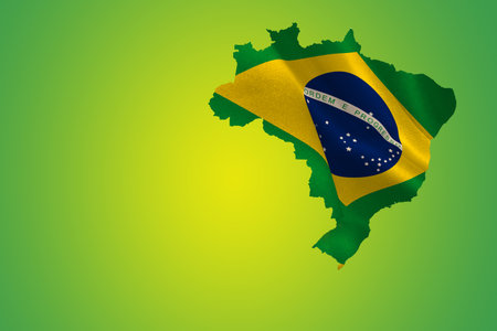 Digitally generated green brazil outline with flagの写真素材