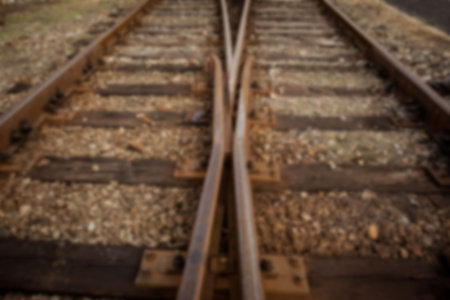 Close up of metal rail roadの写真素材