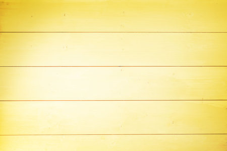 Horizontal pale yellow wooden planks are being shown in flat design, with visible grain and seams. Texture, surface, interior, rustic, minimalism, decor, constructionの写真素材