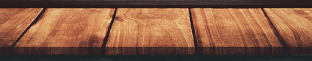 Close up of brown patterned wooden planksの写真素材