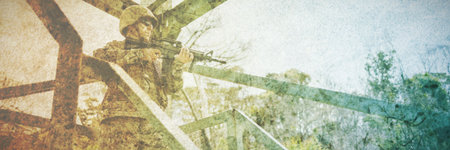 Military training in the campの写真素材