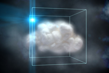 Cloud computing concept in box on black backgroundの写真素材