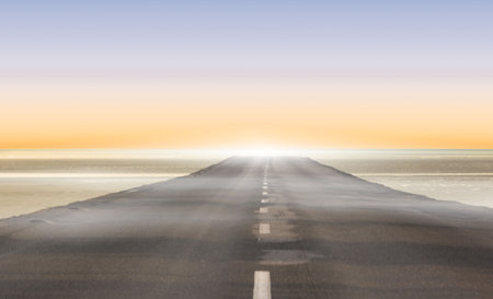 Road leading out to the horizonの写真素材