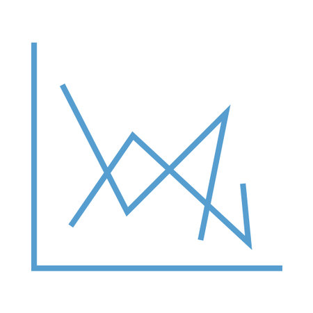 Blue line graph isolated over white backgroundの写真素材