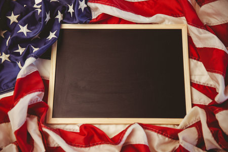 American flag on chalkboardの写真素材