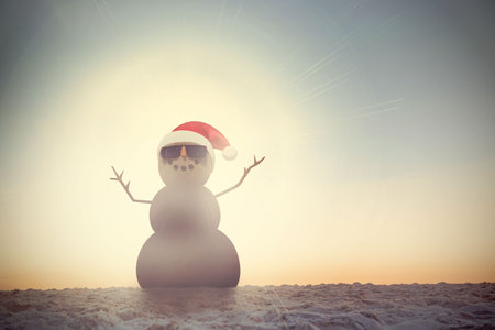 Festive sandman on the beach with copy spaceの写真素材