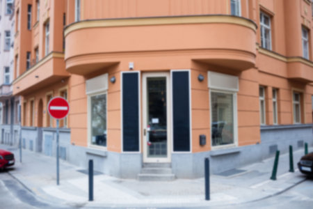 Exterior of cafe building in city