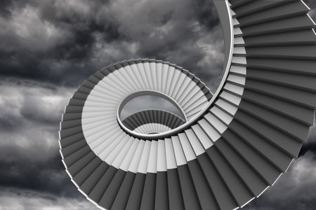 Winding staircase in the skyの写真素材