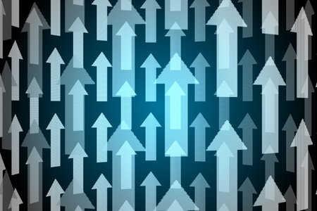 White arrows on black backgroundの写真素材