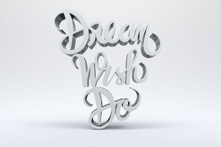 Three dimensional dream wish do text against gray background