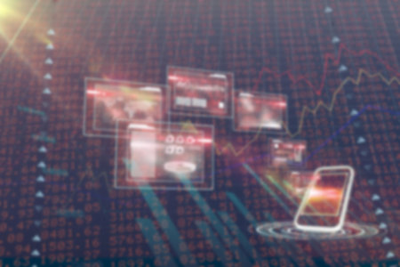 Digitally generated image of multiple screens on trading boardの写真素材