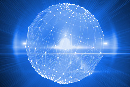 Digitally generated futuristic shiny 3D ball