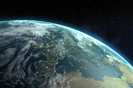 Digitally generated image of planet in space