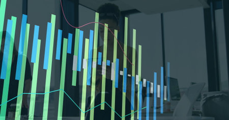 In office, business person analyzing financial charts and graphs on desk. finance, analytics,...