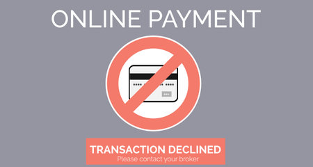 Online payment and transaction declined text on gray displayの写真素材