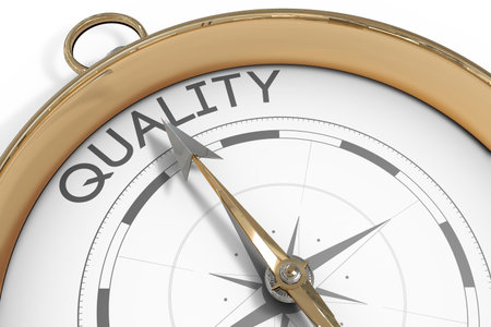 A Compass pointing to qualityの写真素材