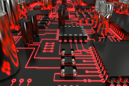 High angle view of circuit board