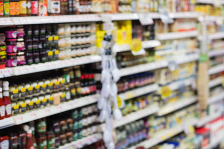 Various products arranged at supermarket