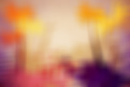 Blurred vertical shapes are blending warm orange, yellow, red gradients in abstract flat design....