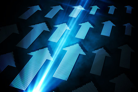 Blue arrows on black background