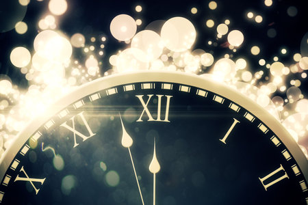 Digitally generated Black and gold new year graphicの写真素材