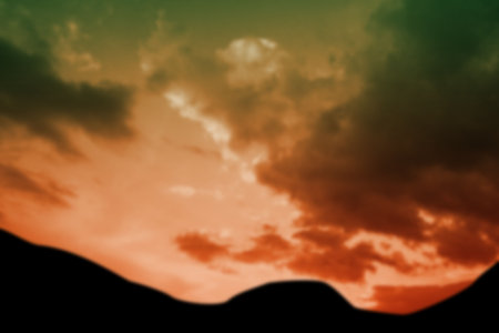 Scenic view of mountains against moving skyの写真素材