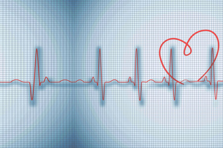 Digitally generated medical background with red ecg line
