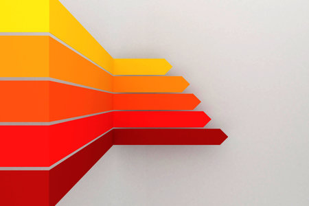 Orange red and yellow arrows on white background