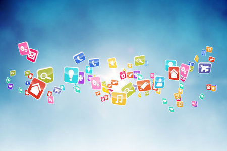 Animation of data processing over dna strands and padlockの写真素材