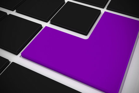 Digitally generated black keyboard with purple keyの写真素材