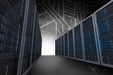 A large room where are standing the servers