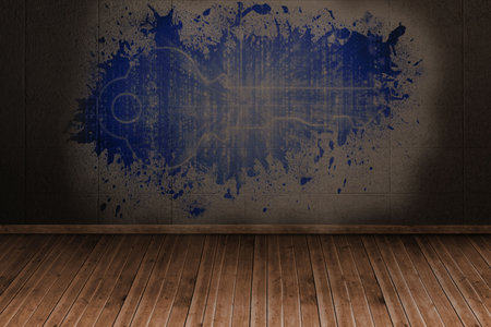 Splash on wall revealing digital keyの写真素材
