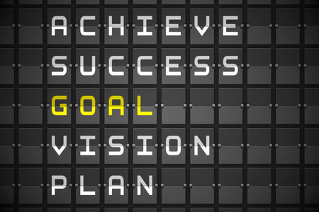 Goal buzzwords on digitally generated black mechanical boardの写真素材