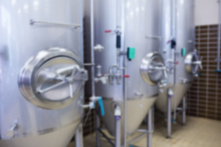 Beer manufacturing machinery at factory