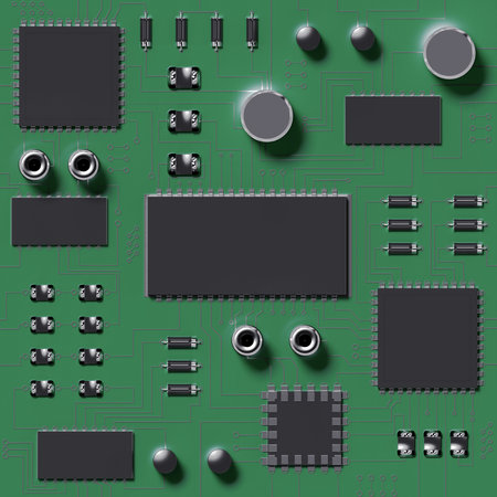 High angle view of circuit board