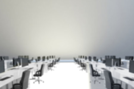 Computer graphic image of desktop computer on desk at workplaceの写真素材