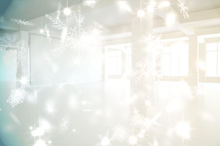 Digitally generated Snowflake pattern in white roomの写真素材