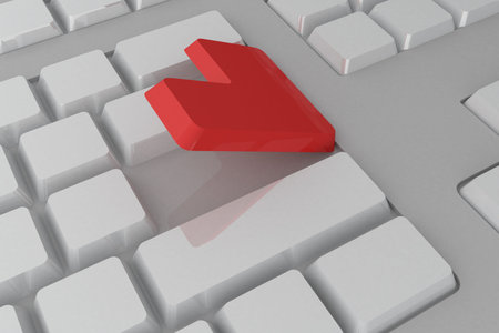 White keyboard with one red key