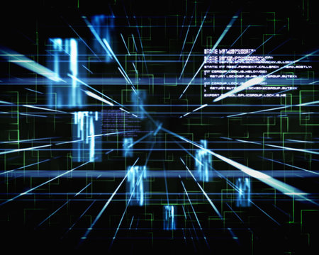 Futuristic technology data on black background