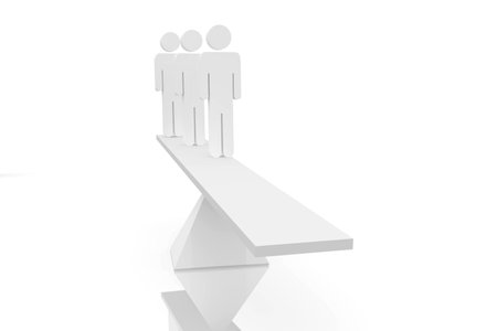 White scales with human figuresの写真素材