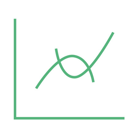 Close-up of green line graph against white backgroundの写真素材