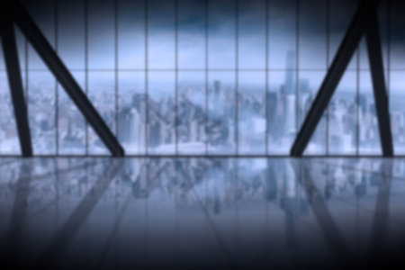 Computer graphic image of metal grate at building against cloudy skyの写真素材