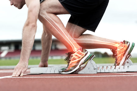 Digital composite of Runner experiencing ankle pain