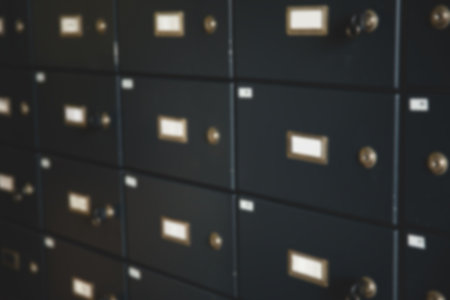Close-up of closed security lockers in room