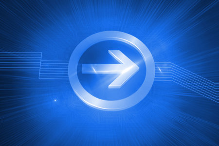 Arrow in circle pointing to the right on blue background