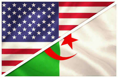 Digital image of American and Algerian flagsの写真素材